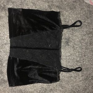 lace V with velvet tank top